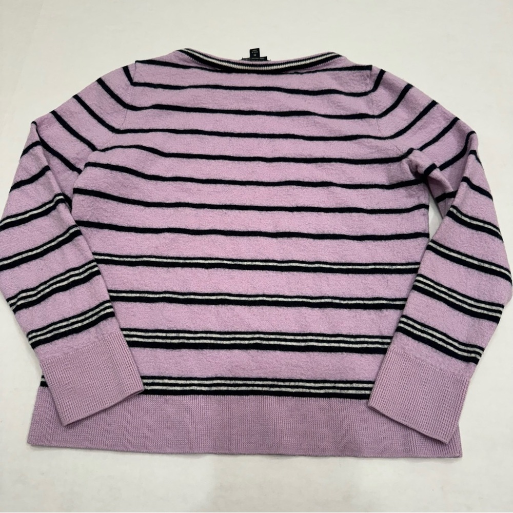 Talbots Purple and Black Striped Pure Merino Wool Sweater Size Medium - Picture 2 of 5